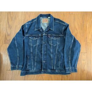 Levis Mens Trucker Jacket‎ Dark Wash Denim Blue Jean Jacket 3XL